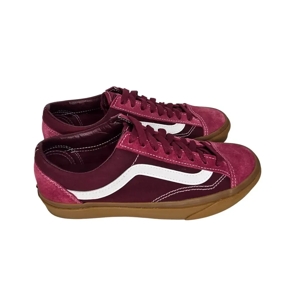 Vans Skater Suede &‎ Canvas Grape JuiceBurgundy White Maroon Sneakers Women's 8